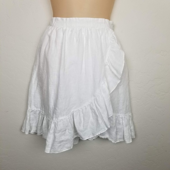 J. Crew Dresses & Skirts - J. Crew 100% Linen Faux Wrap Ruffle Skirt